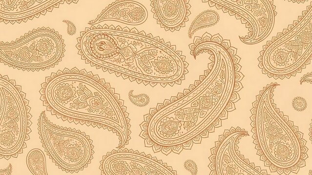 Seamless Paisley Pattern on Beige Background.