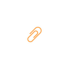 Obraz premium Simple orange paperclip icon for attachment and organization needs