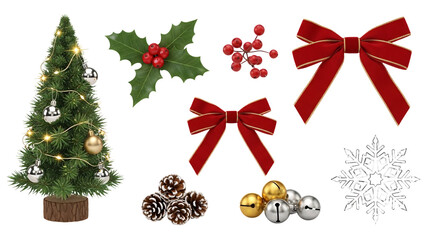 Decorative Christmas decorations and ornaments collage.
