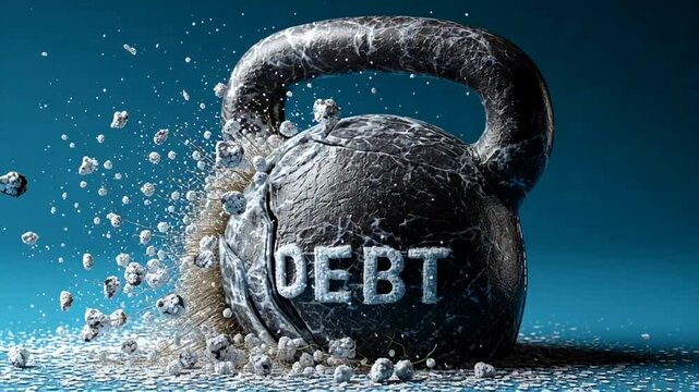 Heavy Debt Burden Symbolized by Kettlebell.