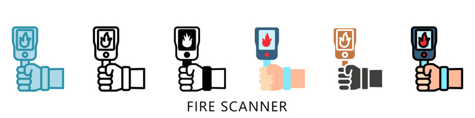 Fototapeta premium Fire Scanner Multi Style Icon Mini Illustration, Use For Modern Concept, Print, Ui, Ux Kit, Web And App Development. Vector Related To Firefighter, Rescue And More
