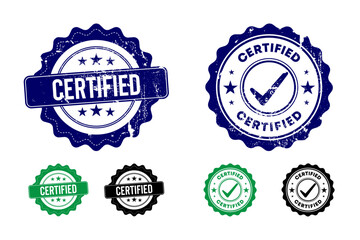 Grunge certified seal stamp rubber look Set logo icon. mark set certified vector. vector editable eps