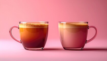Fototapeta premium Two beverages on pink background