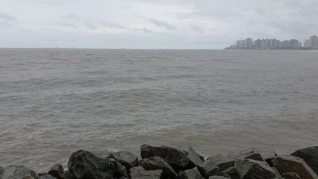 Rain on the coast of the city of S&atilde;o Luis, capital of the state of Maranh&atilde;o, northeastern Brazil