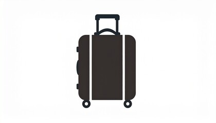 Minimalist linear vector illustration of a luggage or carry-on baggage with wheels and handle for tourism and airport concepts.