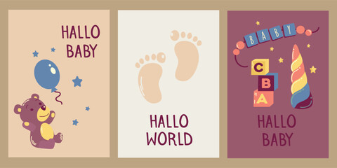 Obraz premium Hallo Baby Cards Banner Poster 2
