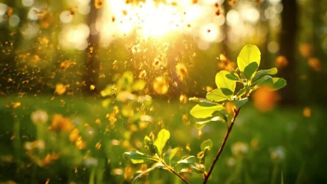 Pollen Accumulation on Nature pollen drift spring Close up of a natural surface (e.g., a leaf, a still water puddle, tree bark) lightly dusted with yellow pollen.