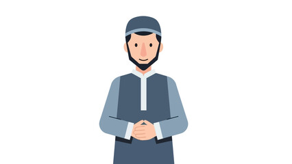 Obraz premium Humble Muslim man with a traditional beard and cap, embodying quiet reverence and spiritual devotion during the sacred observation of Ramadan, illustrating cultural respect