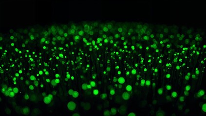 Glowing Green Optical Fiber Strands, High Speed Data Transfer Concept