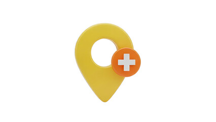 3D Map Pin with Plus Icon