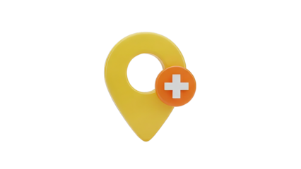 3D Map Pin with Plus Icon
