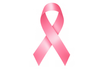 Pink ribbon symbolizing breast cancer awareness, support, hope, and promoting health worldwide with transparent background