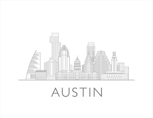 Austin, Texas cityscape illustration skyline drawing