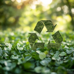 recycle symbol on grass