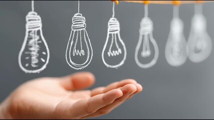 Hand holding light bulb symbolizing innovative business ideas in a professional pitch to potential partners. Sharing Creative Ideas – Animated Video Version