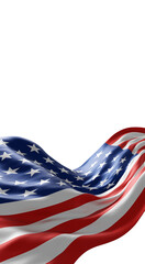 USA or American flag isolated on transparent background  with copy space 3D render