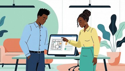 Collaborative Planning - Business Professionals Analyzing Data on a Tablet. - Powered by Adobe