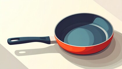 High-quality flat design of a frying pan utensil perfect for food blogs, kitchen equipment catalogs, and cooking class graphics.