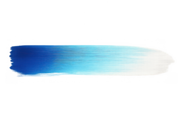 Blue paint brush stroke creating a horizontal textured gradient smear, isolated with a transparent background