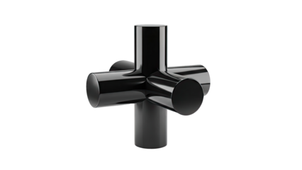 Black Geometric Sculpture with Intersecting Cylinders