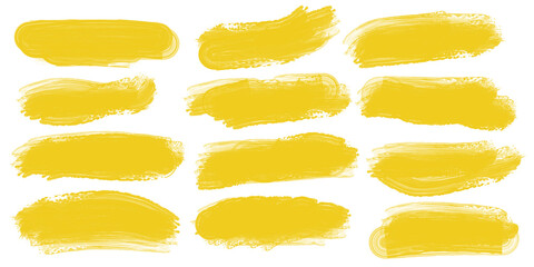 set of speech bubbles or yellow brush