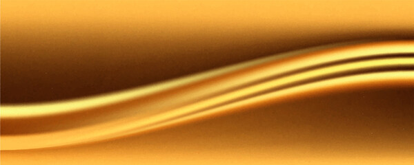 Golden silk fabric background. Vector realistic illustration of yellow satin cloth with smooth shiny texture, luxury soft textile material with wavy surface, curtain with abstract folds, liquid paint