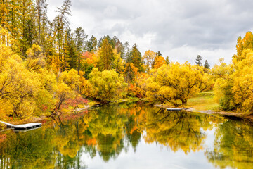 autumn on the Whitefish River in northwest Montana