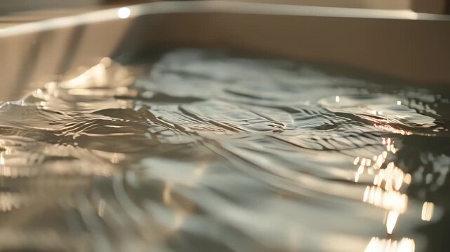 Close up of running bath water filling a tub. 4K Video