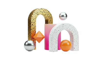 Abstract Geometric Composition with Arches and Spheres