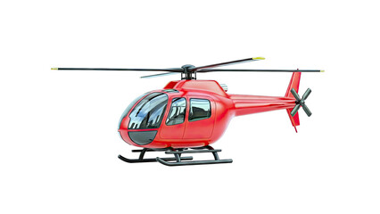 Red Helicopter with Skids Isolated on White