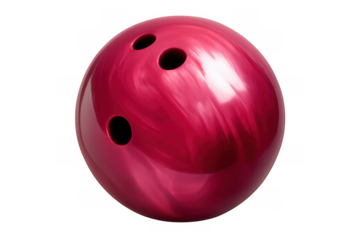 Glossy pink bowling ball with swirls, three finger holes, and a see-through backdrop