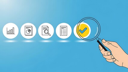 Business analysis and research with magnifying glass