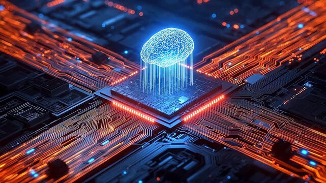 AI brain on circuit board