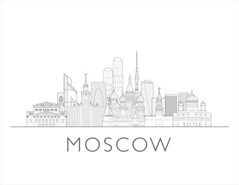 Moscow Russia cityscape illustration skyline drawing