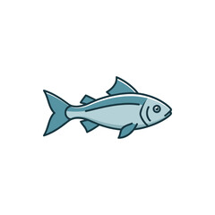 Obraz premium A simple illustration of a light blue fish swimming in the ocean with its fins outstretched