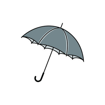 A Simple, Elegant Line Drawing of a Grey Umbrella on a White Background