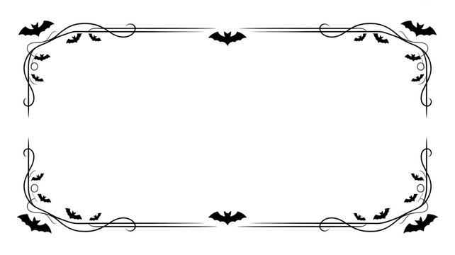Ornate vintage black frame with gothic scrolls and bat silhouettes