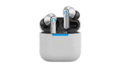 Silver Wireless Earbuds with Charging Case