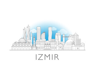 Izmir, Turkey cityscape illustration skyline drawing