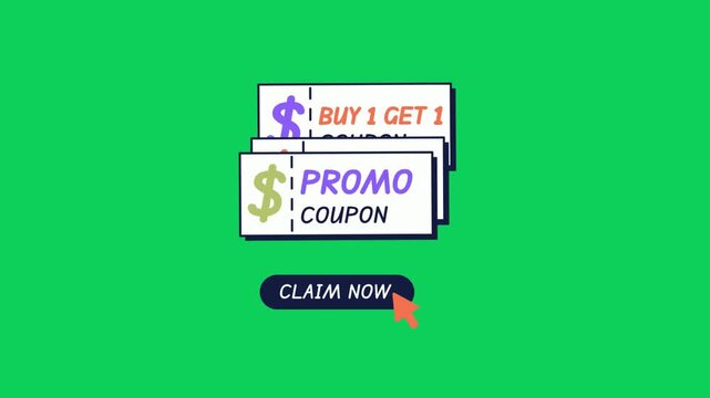 Stacking Promo Coupons with Click to Claim Animation (Green Screen)
