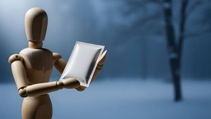 デッサン人形の受験当日カイロ（寒色・余白）