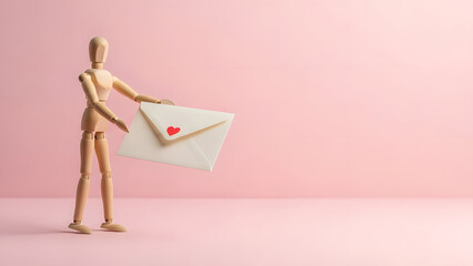 デッサン人形のバレンタイン告白封筒（コピー余白あり）