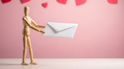 デッサン人形のバレンタイン告白封筒（コピー余白あり）