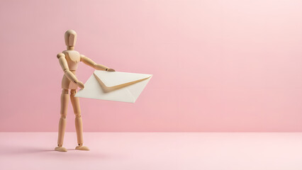 デッサン人形のバレンタイン告白封筒（コピー余白あり）