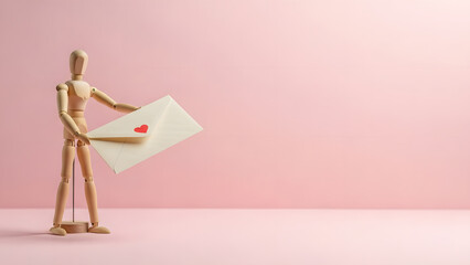 デッサン人形のバレンタイン告白封筒（コピー余白あり）