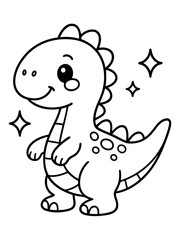 Obraz premium Cute Cartoon Dinosaur: A friendly cartoon dinosaur, showcasing an adorable design with charming details and a playful vibe.