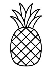 Obraz premium Pineapple outline: a simple, clean, and elegant monochrome illustration of a pineapple, perfect for adding a touch of tropical flair. This image celebrates the simplicity and versatility of the fruit.