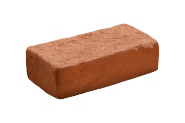 Red brick material used for building and construction projects, showing solid textured surface on transparent background