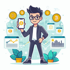 premium vector of Crypto enthusiast character