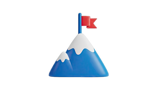 3D Render of a Flag on a Snow-Capped Mountain Peak